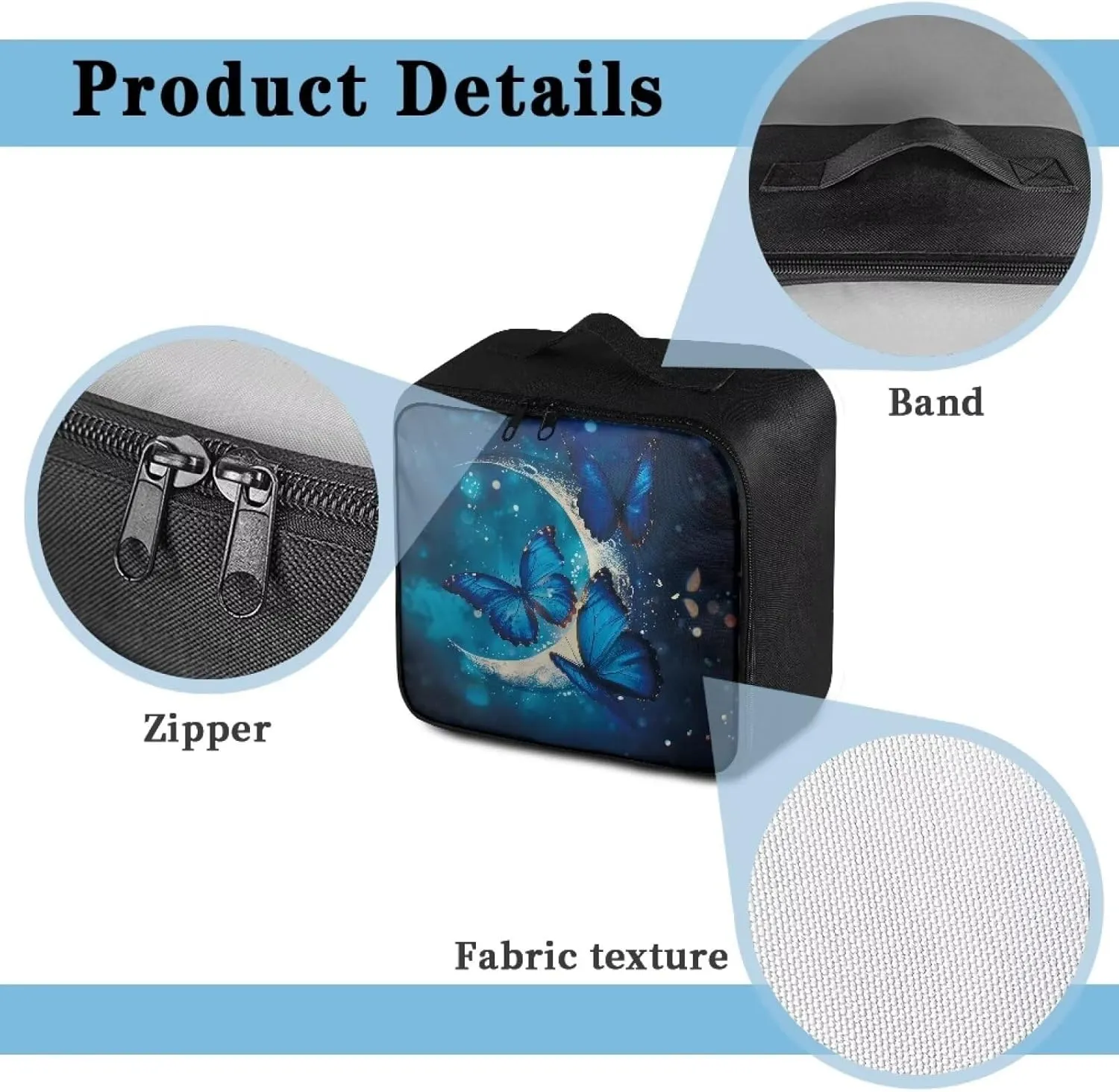 First Aid Bag Empty Medium Blue Butterfly Medical Bag Empty Travel Emergency Bag for School College Dorm Student Medical Pouch Portable Kids Medicine Storage Bag