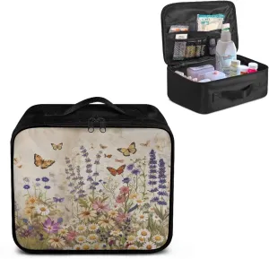 First Aid Bag Empty Organizer Travel Retro Floral Large Medical Bag First Aid Kit Accessory Pouches Organizer Portable Medic Bag Zippered Bag for Home Outdoor Travel
