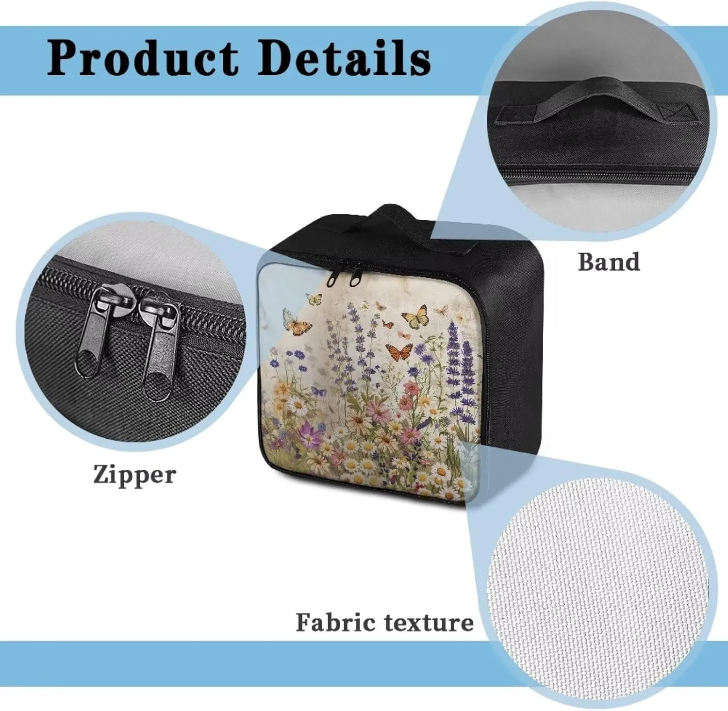 First Aid Bag Empty Organizer Travel Retro Floral Large Medical Bag First Aid Kit Accessory Pouches Organizer Portable Medic Bag Zippered Bag for Home Outdoor Travel