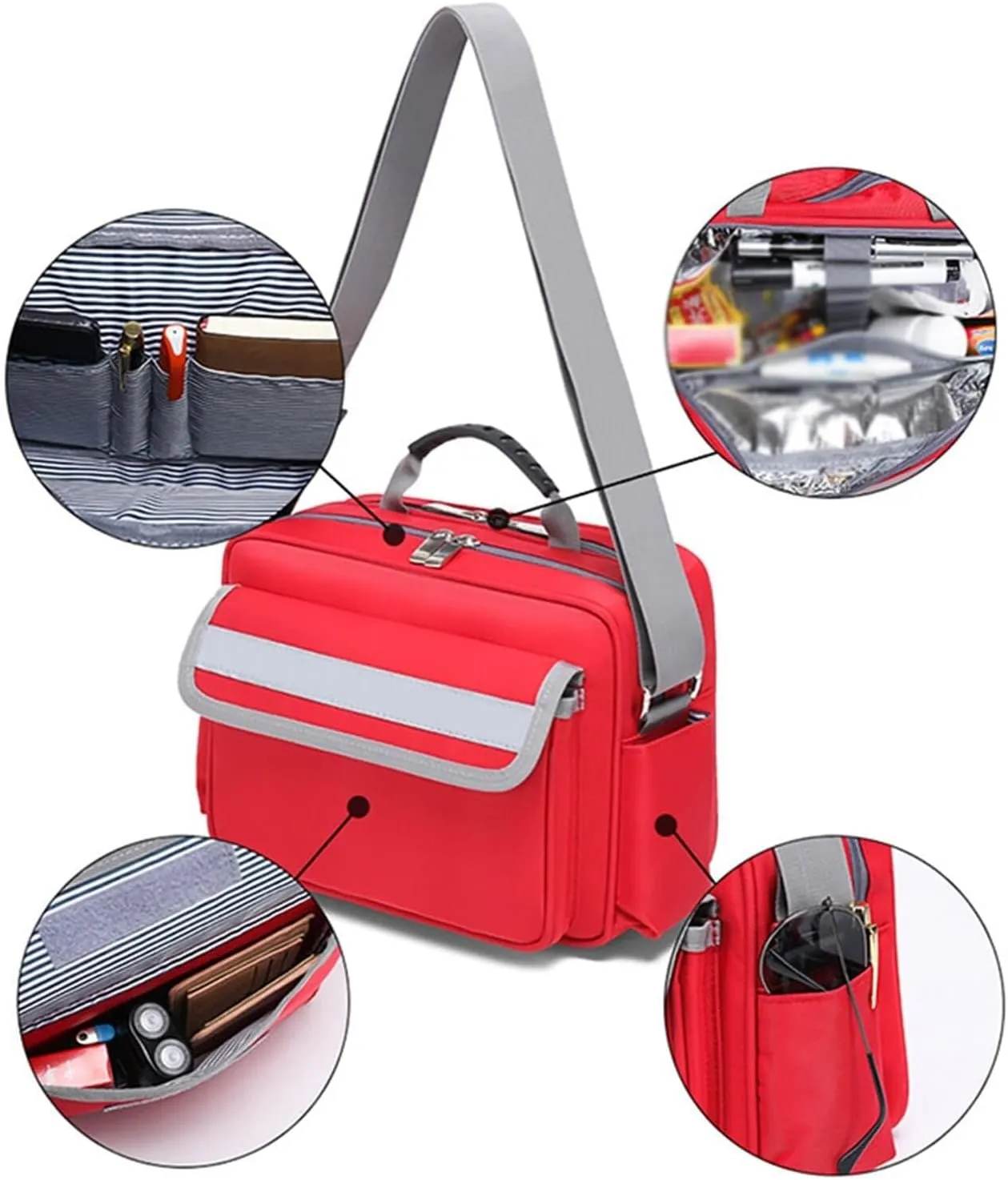 First Aid Bag Empty, Waterproof, Essential Survival Kit for Home, Office, Outdoor Adventures, Hiking, Camping(Red)