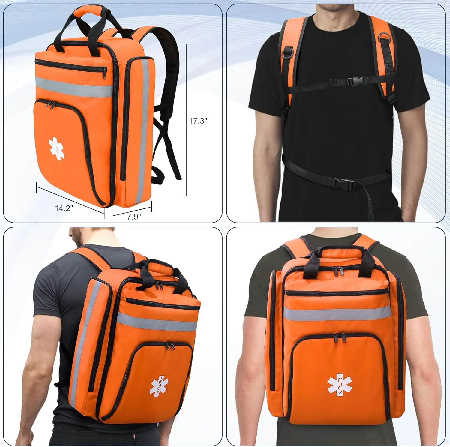 First Aid Bag Empty,EMS,EMT,Emergency Trauma Doctor Bag,First Aid Kit For Car,Home,Hiking,Camping and Travel (Orange)