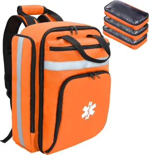 First Aid Bag Empty,EMS,EMT,Emergency Trauma Doctor Bag,First Aid Kit For Car,Home,Hiking,Camping and Travel (Orange)