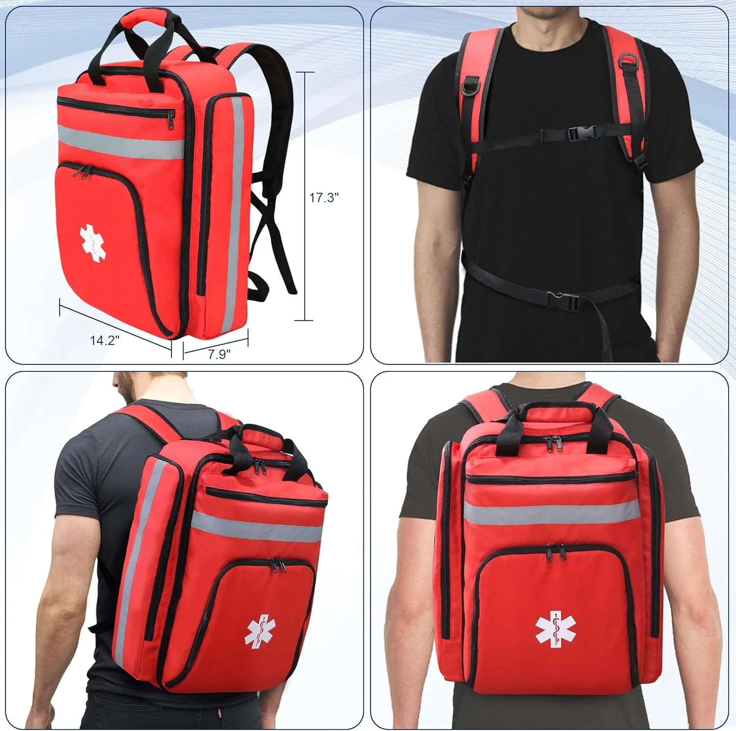 First Aid Bag Empty,EMS,EMT,Emergency Trauma Doctor Bag,First Aid Kit For Car,Home,Hiking,Camping and Travel(Red)