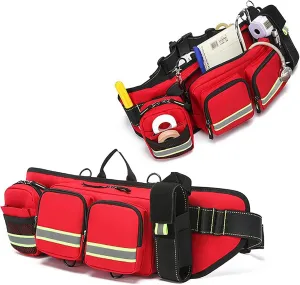 First Aid Bag First Aid Fanny Pack Travel Emergency Rescue Storage Bag First Responder Bag Empty Portable Medical Trauma Bag with Multiple Pockets Survival Medicine Bag Pocket for Nursing Supplies