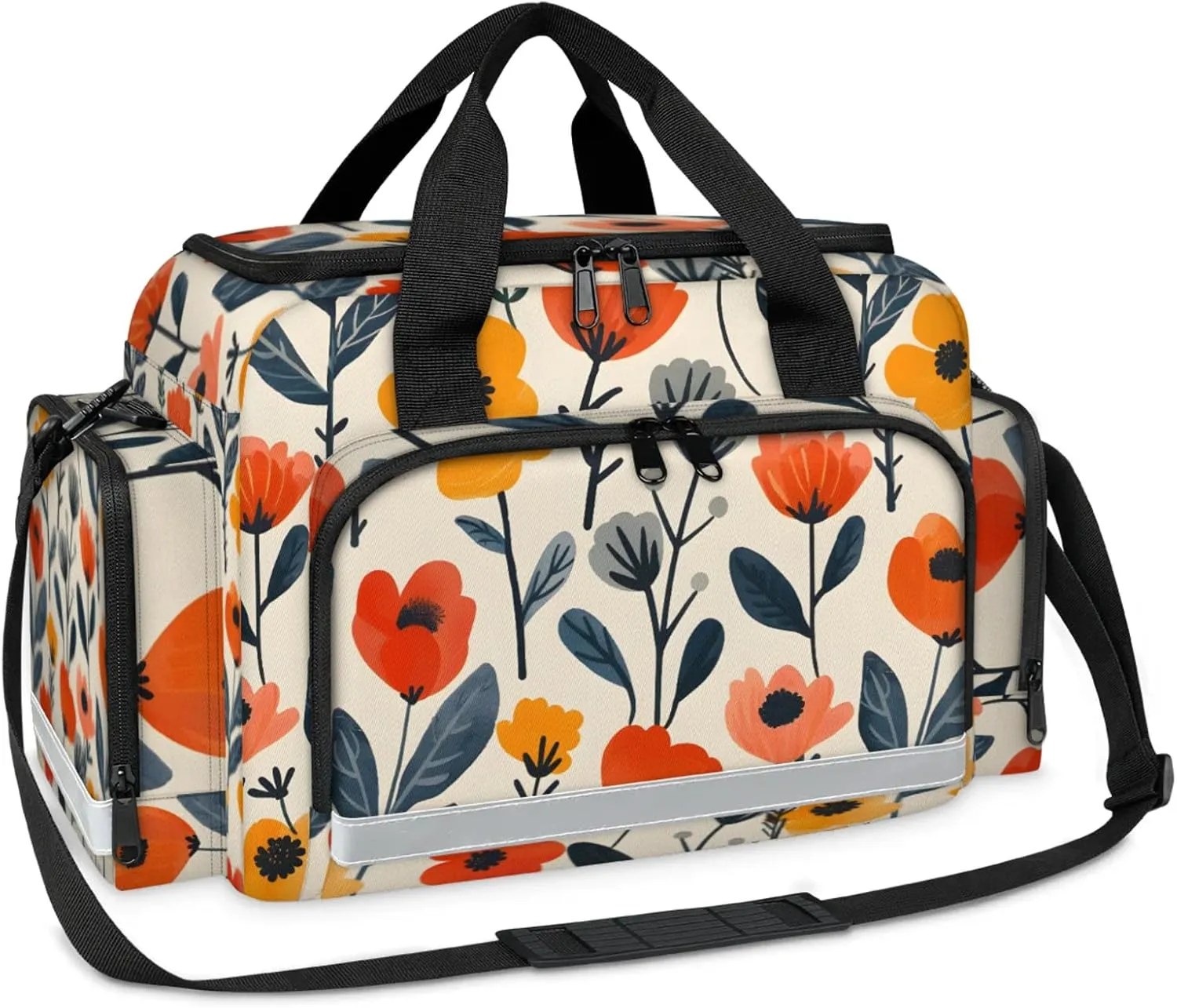First Aid Bags Empty, Colorful Flower Emergency Bag Simple First Aid Kit Multiple Compartment Kit Carrier On Call Trauma Bag For Paramedics Emergency Medical Supplies Kit