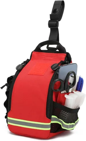 First Aid Bags Empty, First Aid Fanny Pack Bag, Lifeguard Hip Pack, Portable First Responder Trauma Bag with Reflective Strip for Cycling Hiking Camping Daycare(A01)