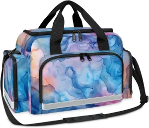 First Aid Bags Empty, Pink Blue Marble Emergency Bag First Aid Kit Multiple Compartment Kit Carrier On Call Trauma Bag For Paramedics Emergency Medical Supplies Kit