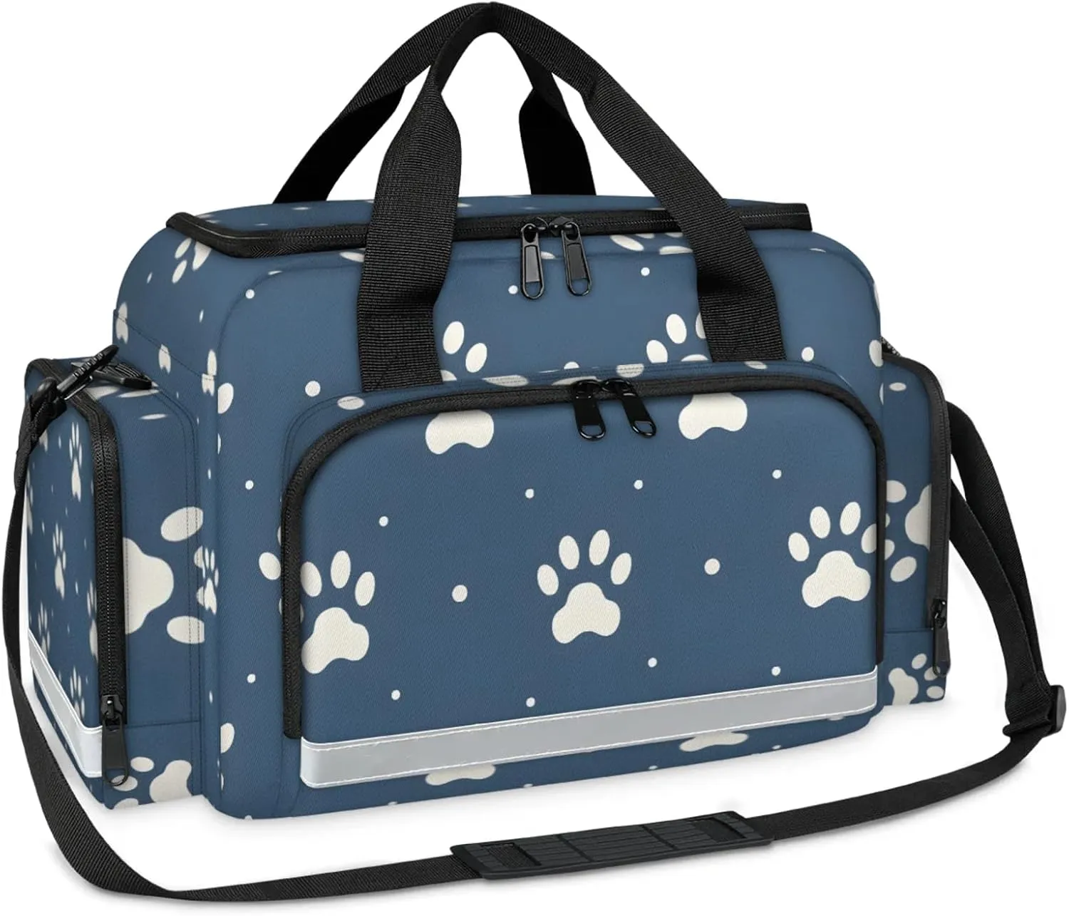 First Aid Bags Empty, White Cat Paw Print Emergency Bag White Cat Footprints First Aid Kit Multiple Compartment Kit Carrier On Call Trauma Bag For Paramedics Emergency Medical Supplies Kit