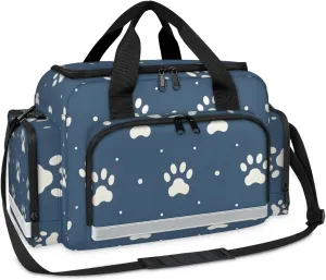 First Aid Bags Empty, White Cat Paw Print Emergency Bag White Cat Footprints First Aid Kit Multiple Compartment Kit Carrier On Call Trauma Bag For Paramedics Emergency Medical Supplies Kit