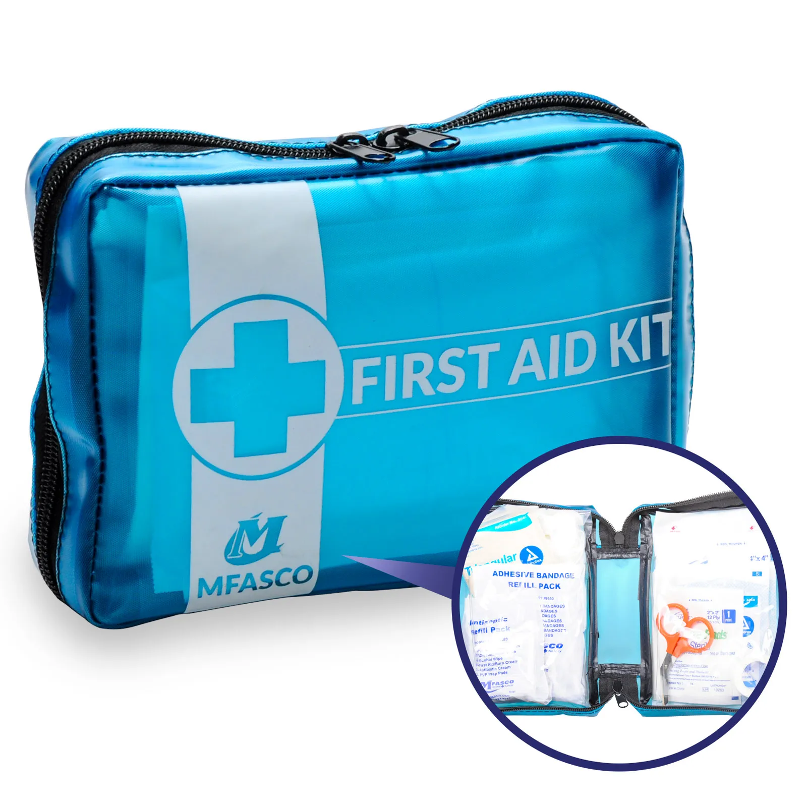 First Aid Kit 70 Piece Blue Transparent MFA