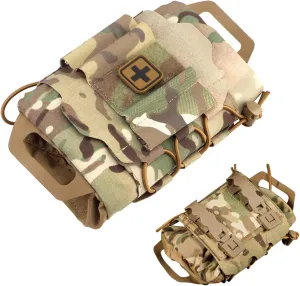 First Aid Kit Bag Empty, First Aid Pouch, Two Piece System First Aid Kit Bag Empty, Multi-Pocket Belt Pouch, Waterproof Oxford Cloth Small Medical Bag for Camping, First Aid Bag Empty