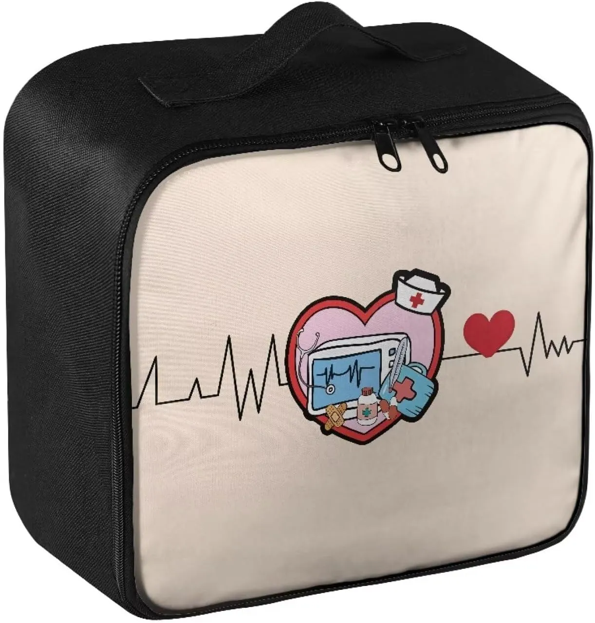 First Aid Kit Bag Organizer Empty Pink Heart Large Emergency Medical Bag Empty Travel Medicine Pouch Emergency Survival Pouch Bag for Camping Hiking Home Travel Office