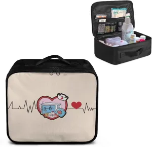 First Aid Kit Bag Organizer Empty Pink Heart Large Emergency Medical Bag Empty Travel Medicine Pouch Emergency Survival Pouch Bag for Camping Hiking Home Travel Office