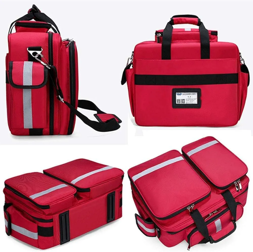 First Aid Kit Bag,Waterproof and Flame Retardant Trolley Emergency Kit, Portable First Aid Kit High Capacity Backpack for Home Outdoor Travel Camping, Hiking, Backpacking, Travel(Red)