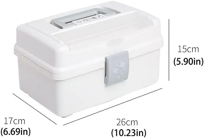 First Aid Kit Plastic Medicine Storage Box with Handle, Household Portable First Aid Box, Organizing Compartment for Medications - Small & Large Sizes(BLUE,Beige)