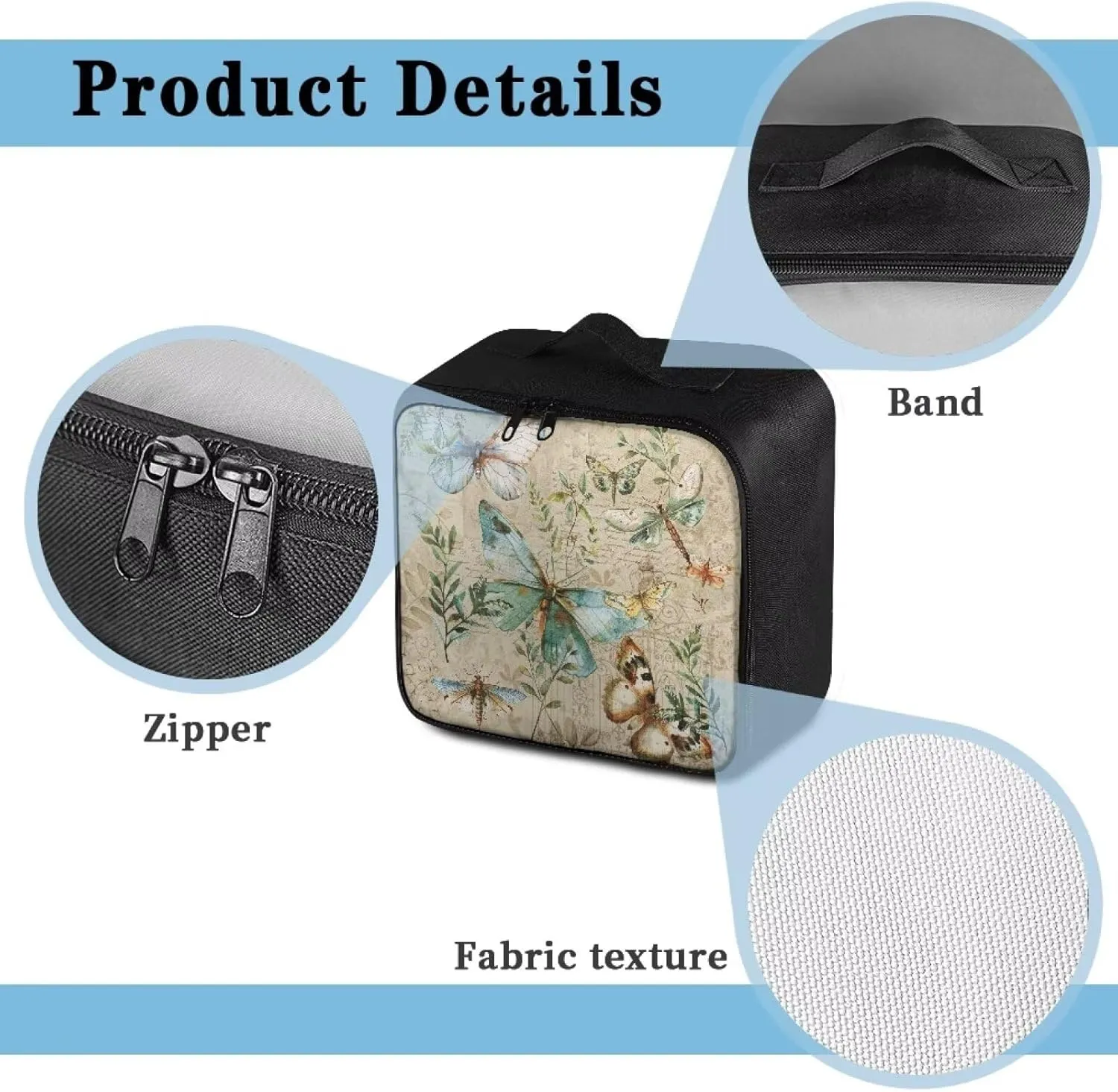 First Aid Kit Travel Bag Empty Retro Butterfly First Aid Zipper Pouch Empty Medical Bag Medical Supplies Organizer Bag Empty Travel Medicine Bag for Car Home Camping Hiking