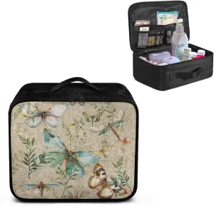 First Aid Kit Travel Bag Empty Retro Butterfly First Aid Zipper Pouch Empty Medical Bag Medical Supplies Organizer Bag Empty Travel Medicine Bag for Car Home Camping Hiking