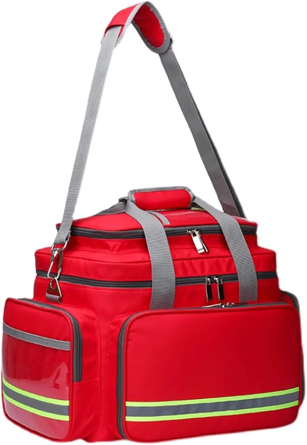 First Aid Paramedic Bag Empty, Emergency Trauma Bag with Multiple Pockets & Dividers for Home Nurse, Community Care - Green(Red)