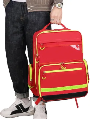 First Responder Aid Bag with Multiple Pockets, Portable First Aid Kit Bag for Car, Home, Camping, Hiking - Empty Trauma Backpack