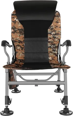 Fishing Chair Outdoor Folding Chair Full Back Padded Height Adjustable Camp Chair with Pillow Camping Fishing Recliner Chair Camping Chair(A)