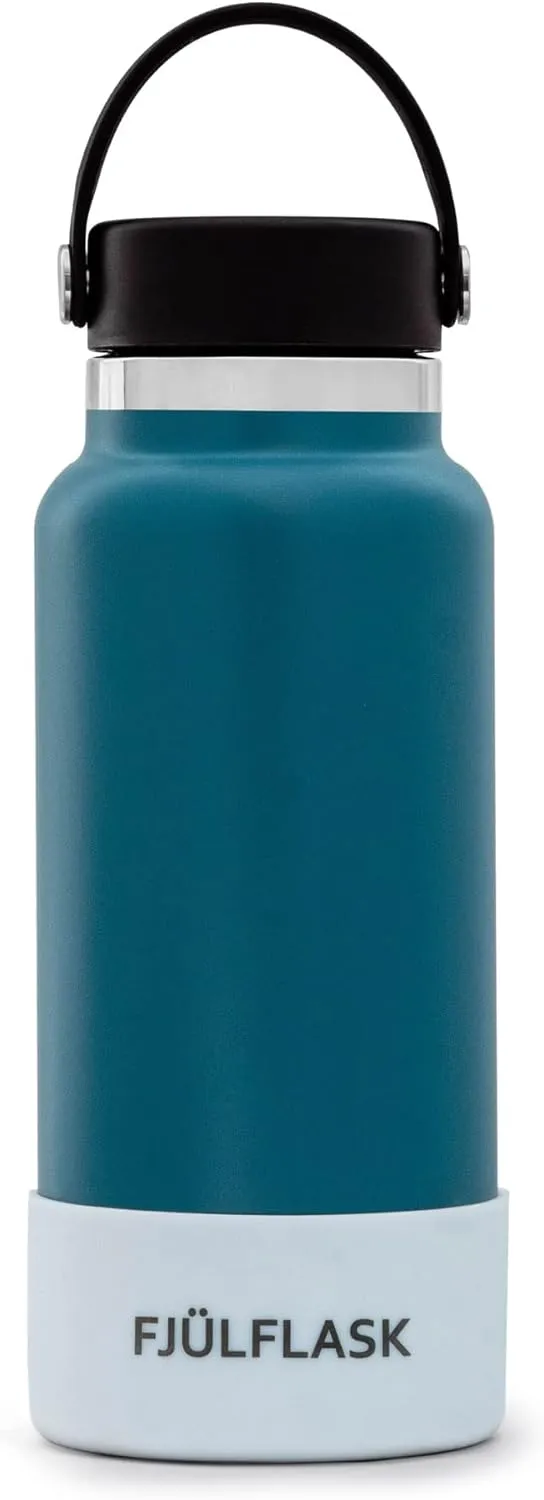 FJULflask Vacuum Insulated Water Bottle 32oz - Stainless Steel Thermo Mug - Wide Mouth Chug Lid Screw Top - Metal Canteen Keeps Hot for 12 & Cold for 24 Hours (Blue)