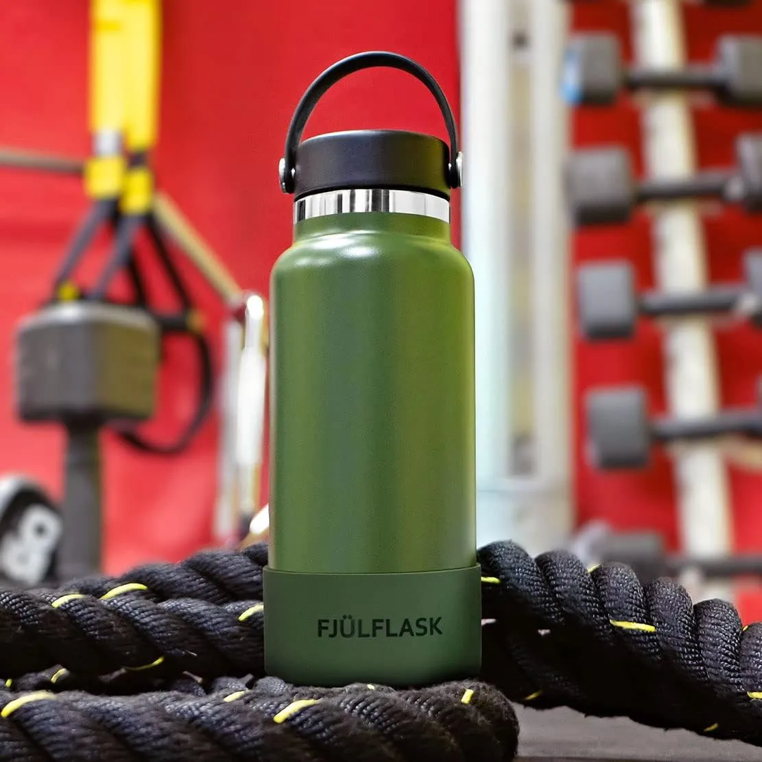 FJULflask Vacuum Insulated Water Bottle 32oz - Stainless Steel Thermo Mug - Wide Mouth Chug Lid Screw Top - Metal Canteen Keeps Hot for 12 & Cold for 24 Hours (Blue)
