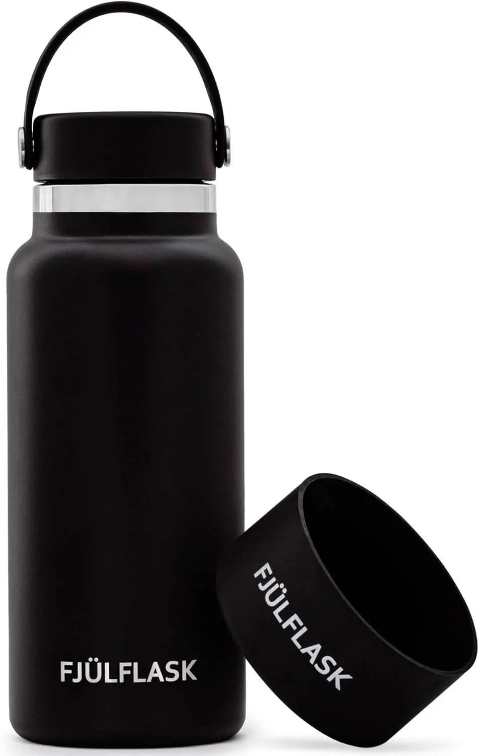 FJULflask Vacuum Insulated Water Bottle 32oz - Stainless Steel Thermo Mug - Wide Mouth Chug Lid Screw Top - Metal Canteen Keeps Hot for 12 & Cold for 24 Hours (Red)