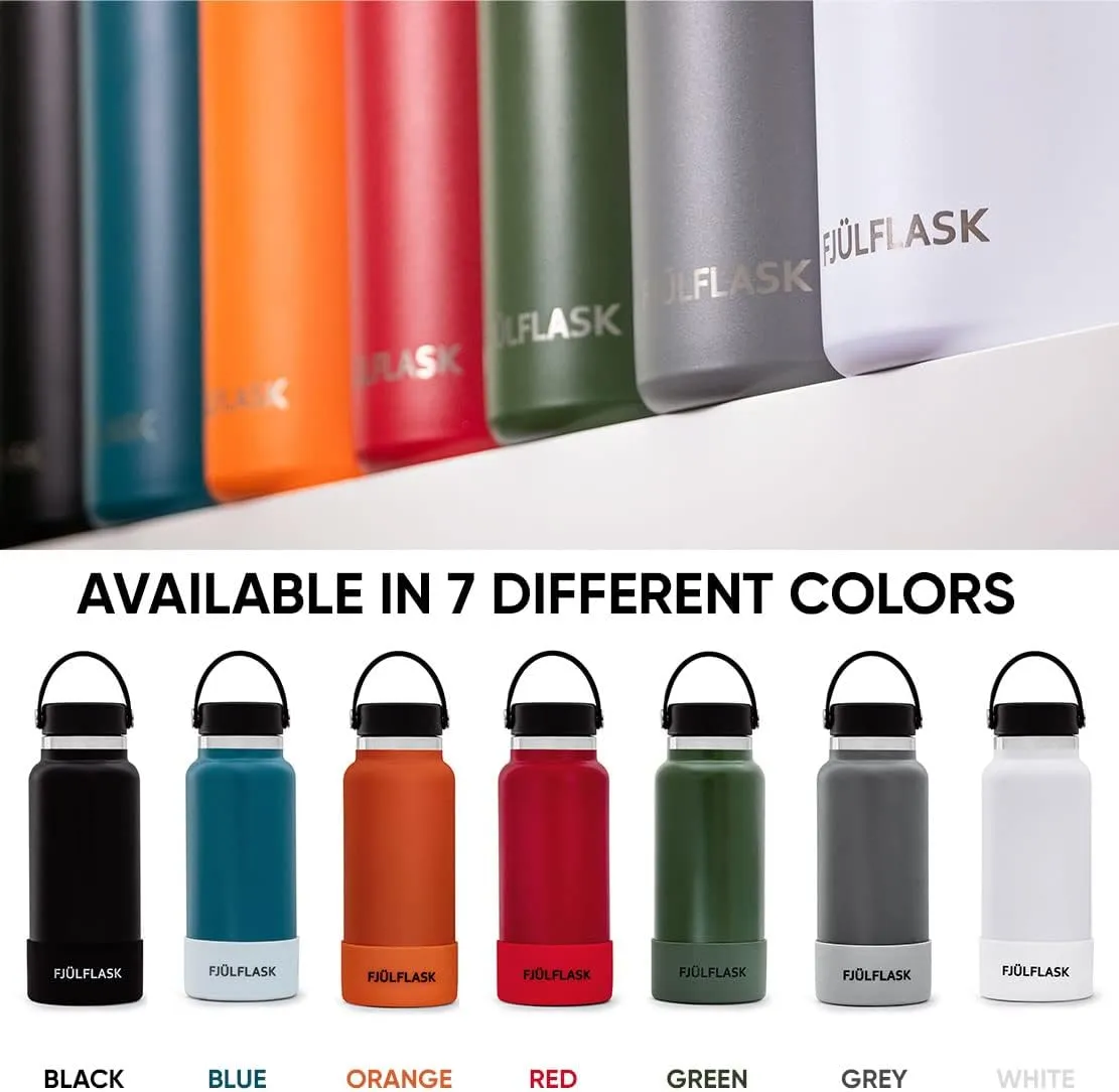FJULflask Vacuum Insulated Water Bottle 32oz - Stainless Steel Thermo Mug - Wide Mouth Chug Lid Screw Top - Metal Canteen Keeps Hot for 12 & Cold for 24 Hours (Red)