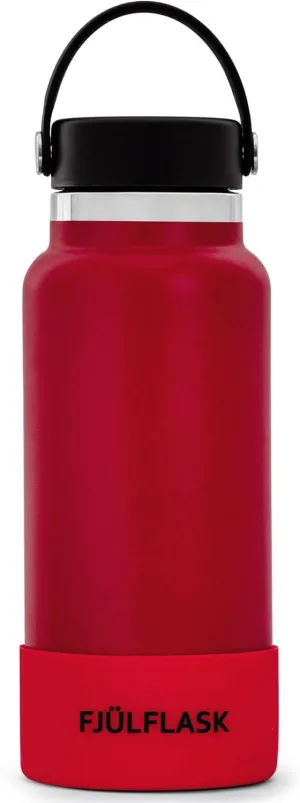 FJULflask Vacuum Insulated Water Bottle 32oz - Stainless Steel Thermo Mug - Wide Mouth Chug Lid Screw Top - Metal Canteen Keeps Hot for 12 & Cold for 24 Hours (Red)