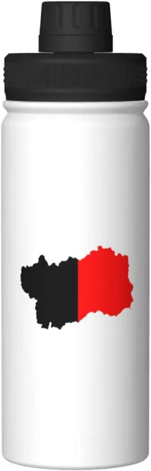 Flag Map of Aosta Valley Water Bottle 18OZ Stainless Steel Insulated Water Bottles With Spout Lid Sports Keep Cold and Hot Water Bottle For Biking Hiking