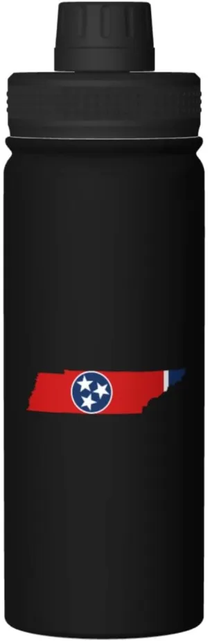 Flag Map of Tennessee Water Bottle 18OZ Stainless Steel Insulated Water Bottles With Spout Lid Sports Keep Cold and Hot Water Bottle For Biking Hiking