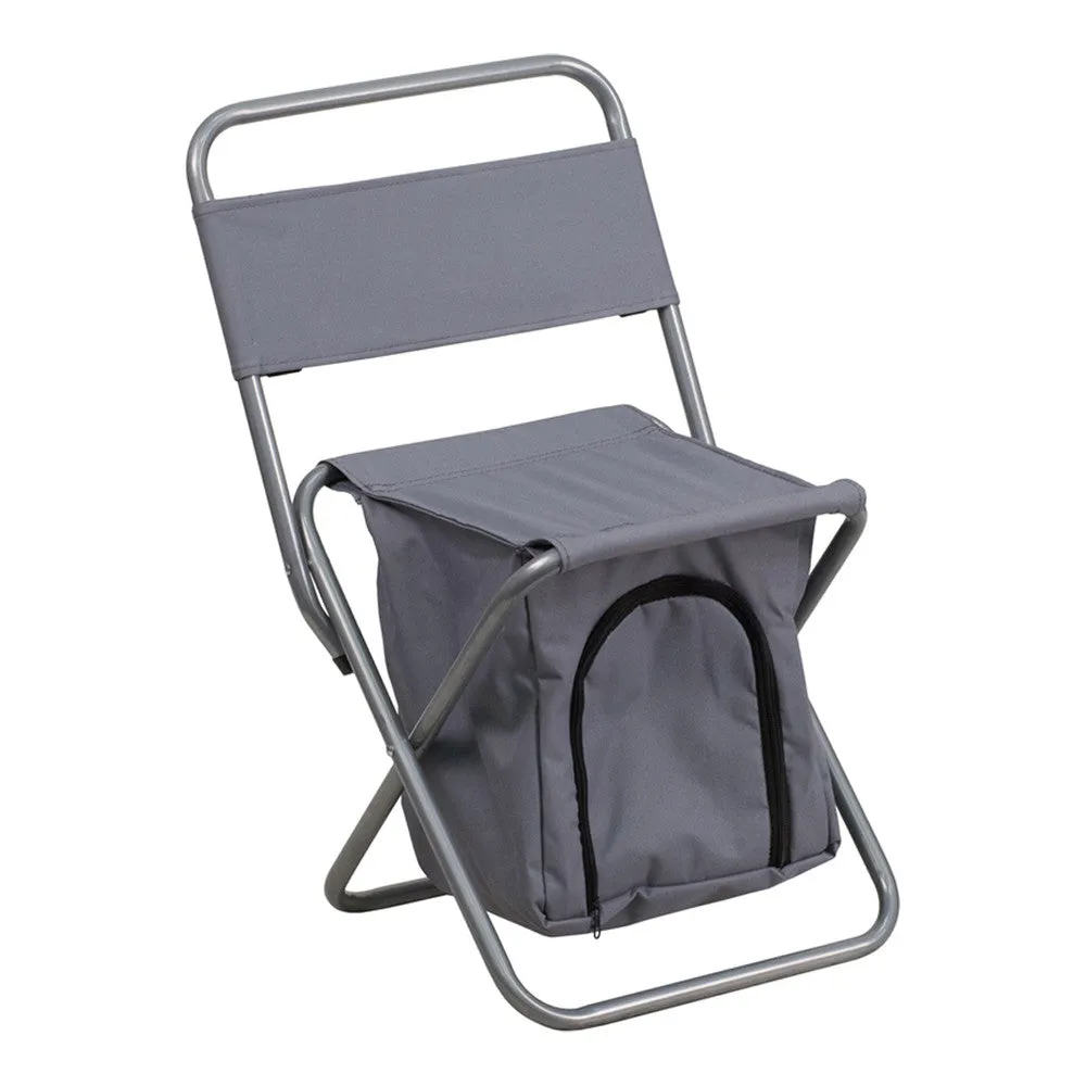 Flash Furniture Folding Camping Chair with Insulated Storage in Gray