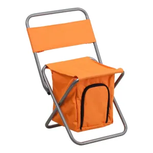 Flash Furniture Folding Camping Chair with Insulated Storage in Orange