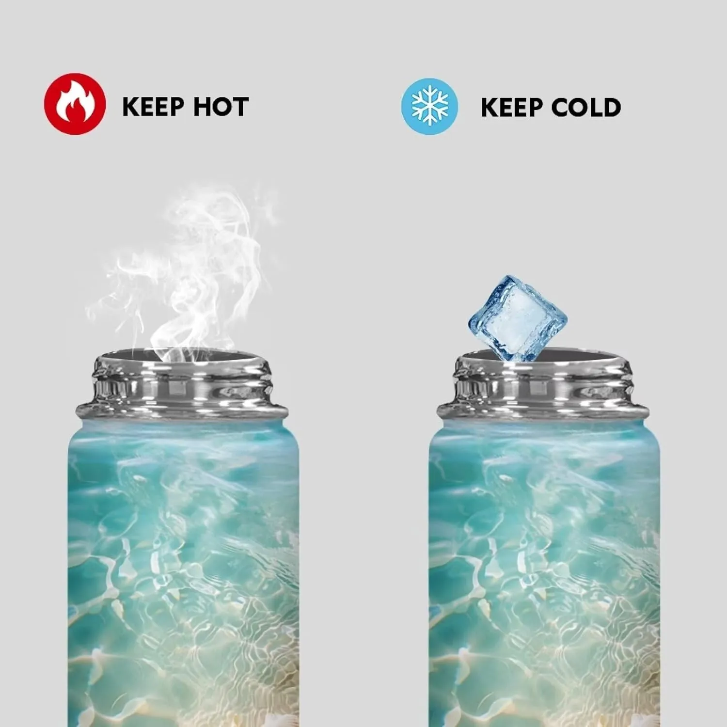 Flashideas Starfish Shell Water Bottles for Girls 20oz Leak Proof Double Walled Stainless Steel Gym Bottles for Men Women Insulated Thermos Hot Cold Hiking Canteen