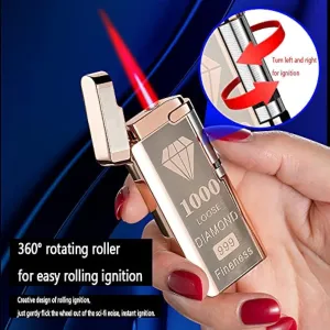 Flashlight Lighter, Butane Lighter, Windproof red Flame, Rechargeable Torch Lighter, Suitable for Candle Kitchen Barbecue Barbecue Camping Jewelry Welding Gifts (no Gas) (Color : A)
