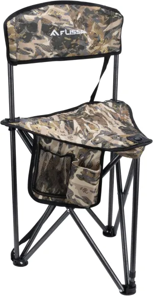 FLISSA Hunting Chair, Folding Tripod Stool, Portable Fishing Chair with Backrest, Outdoor Folding Camping Chair