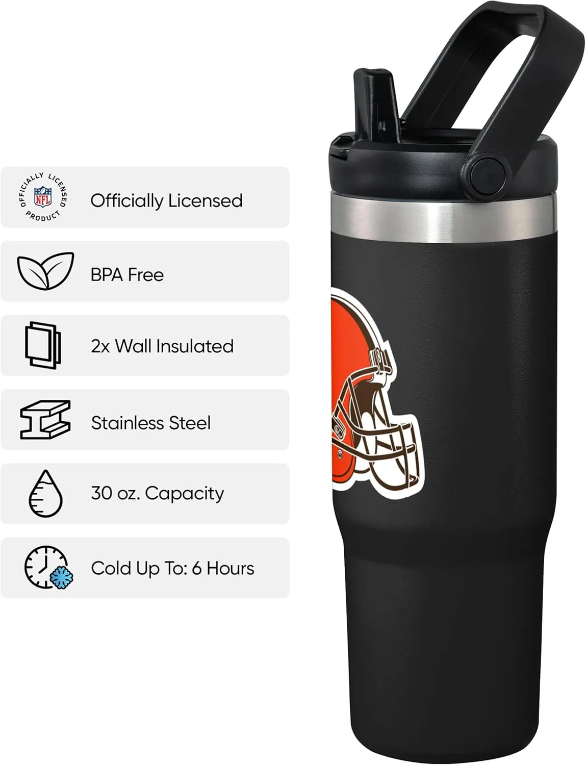 FOCO NFL Unisex-Adult NFL Team Logo Insulated Travel Mug 30oz Straw Tumbler