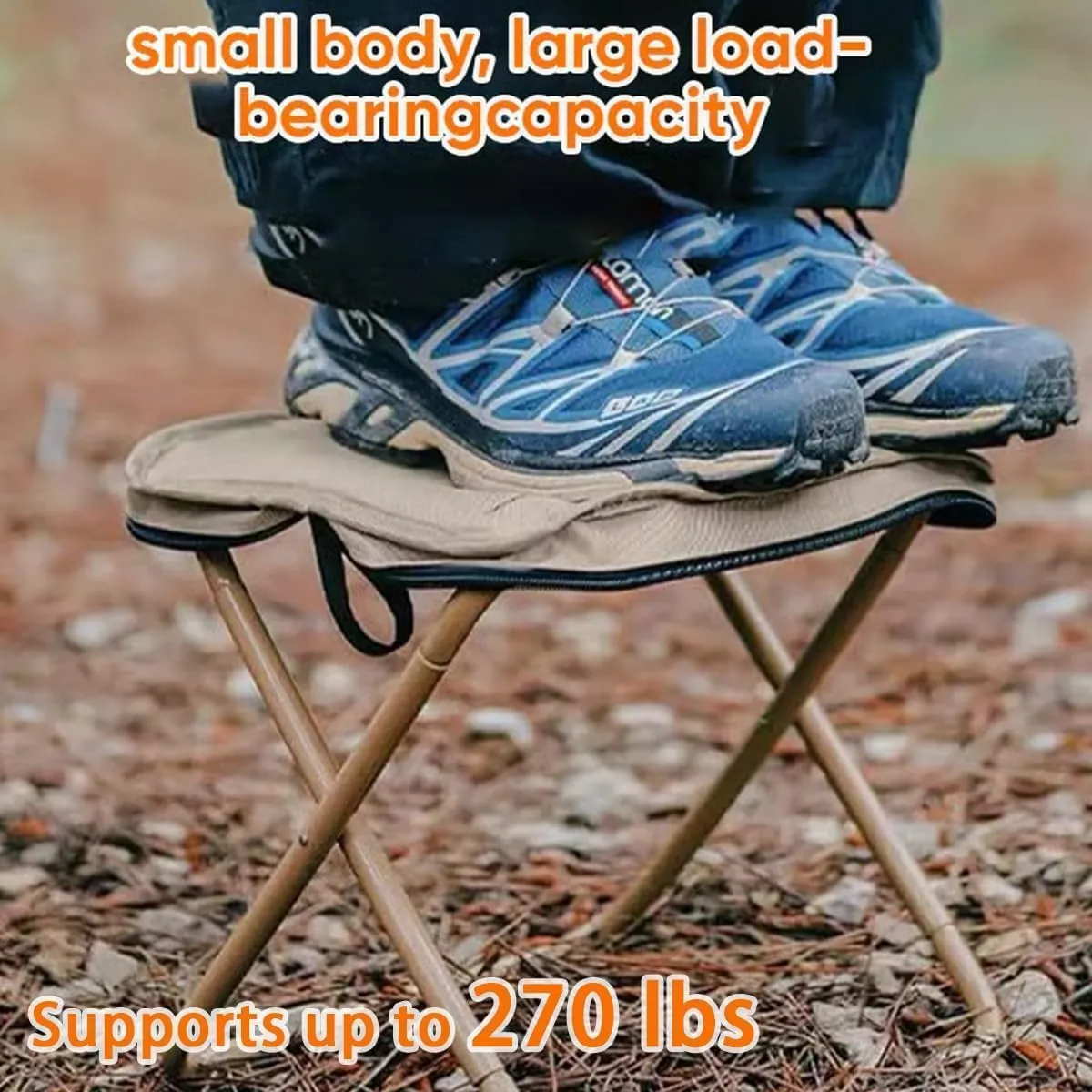 Foldable Backpack Stool,Mini Camping Collapsible Stool,Small Foldable Fishing Chair,Lightweight Outdoor Seat with Adjustable Strap,Portable Camping Stools & Collapsible Chair (Black, Large)