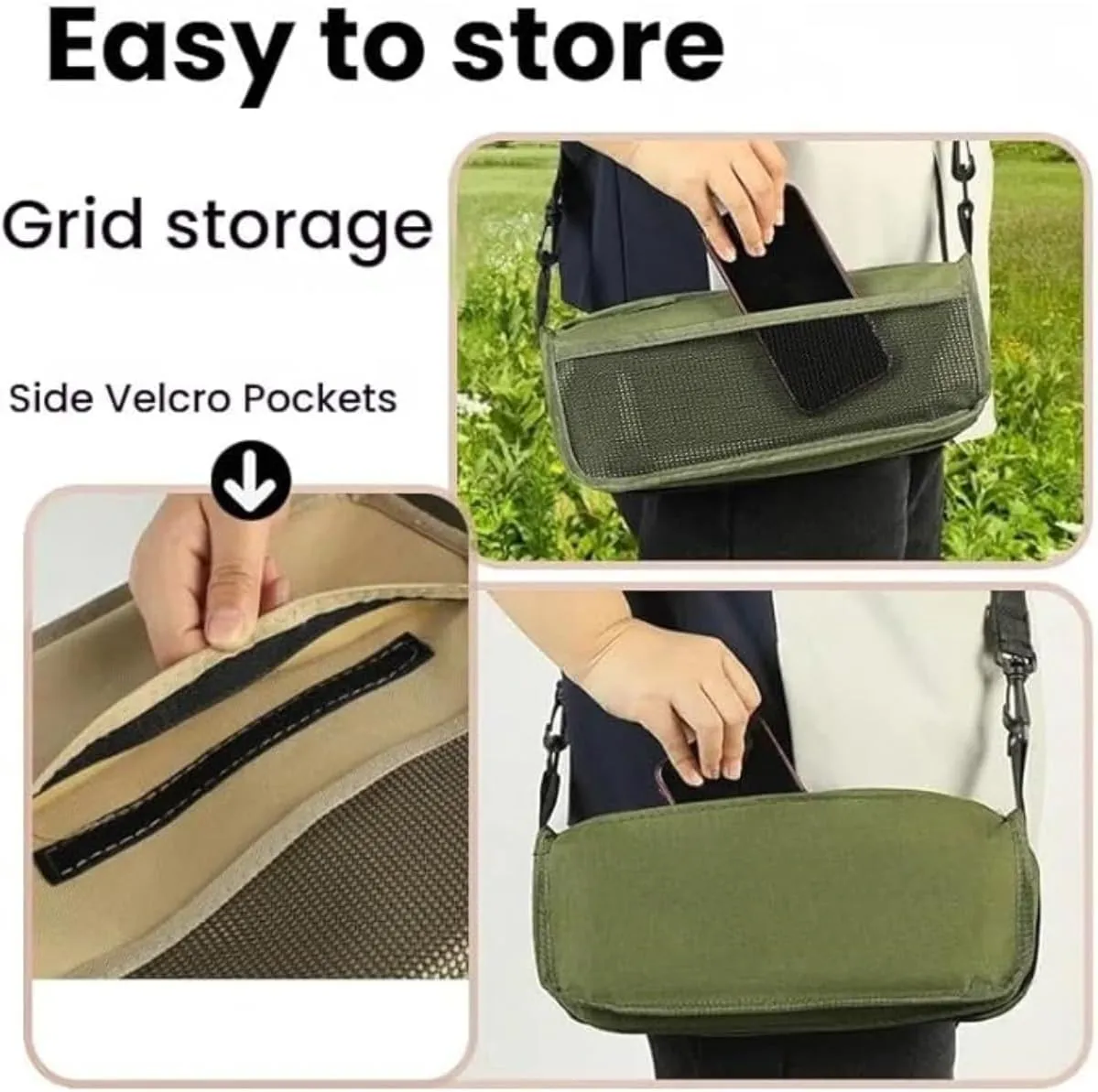 Foldable Backpack Stool,Portable Mini Camping Folding Seat,Lightweight Outdoor BBQ Seat with Adjustable Strap,Small Foldable Fishing Chair,for Camping, Fishing, Hiking, Outdoor (Black, Small)