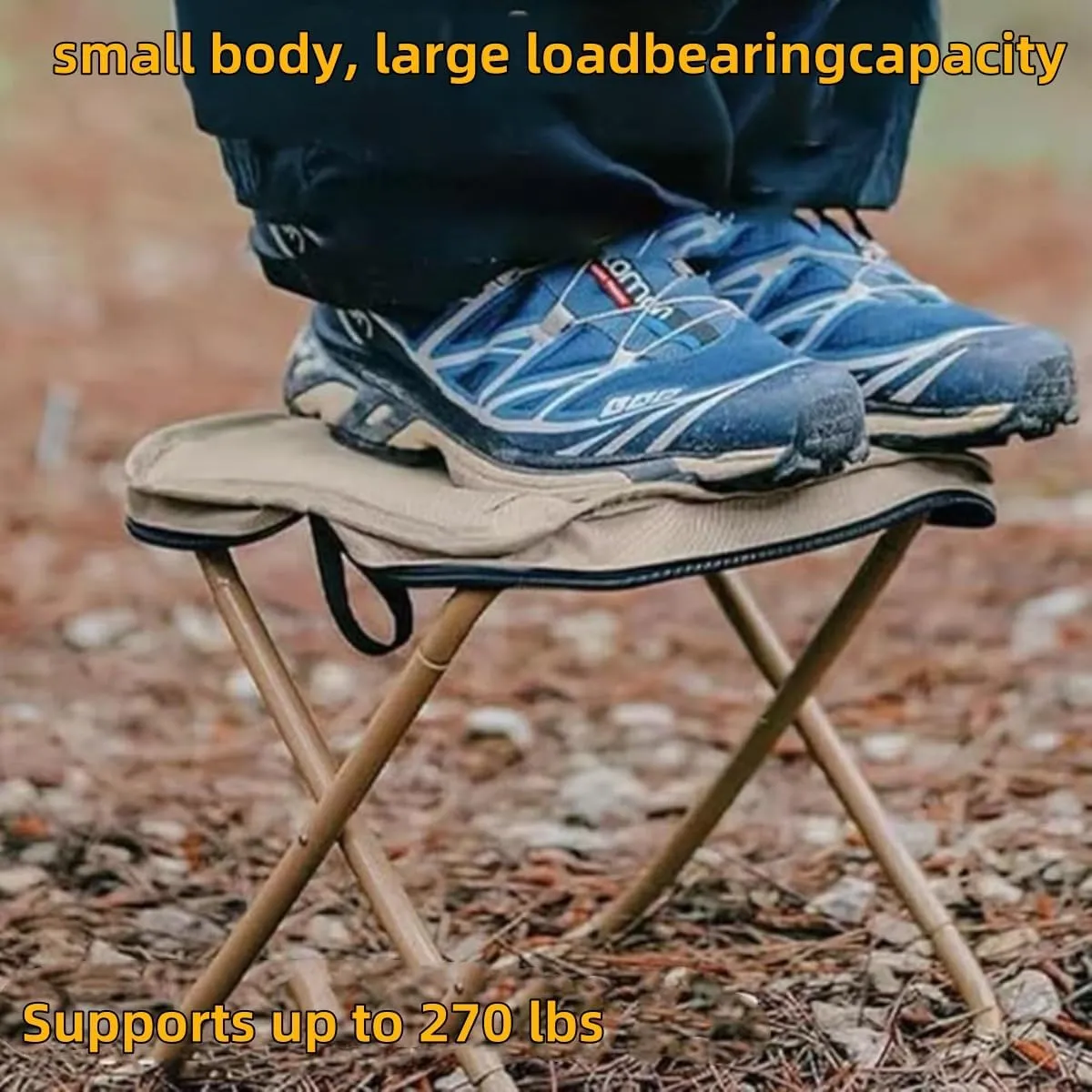 Foldable Backpack Stool,Portable Mini Camping Folding Seat,Lightweight Outdoor BBQ Seat with Adjustable Strap,Small Foldable Fishing Chair,for Camping, Fishing, Hiking, Outdoor (Black, Small)