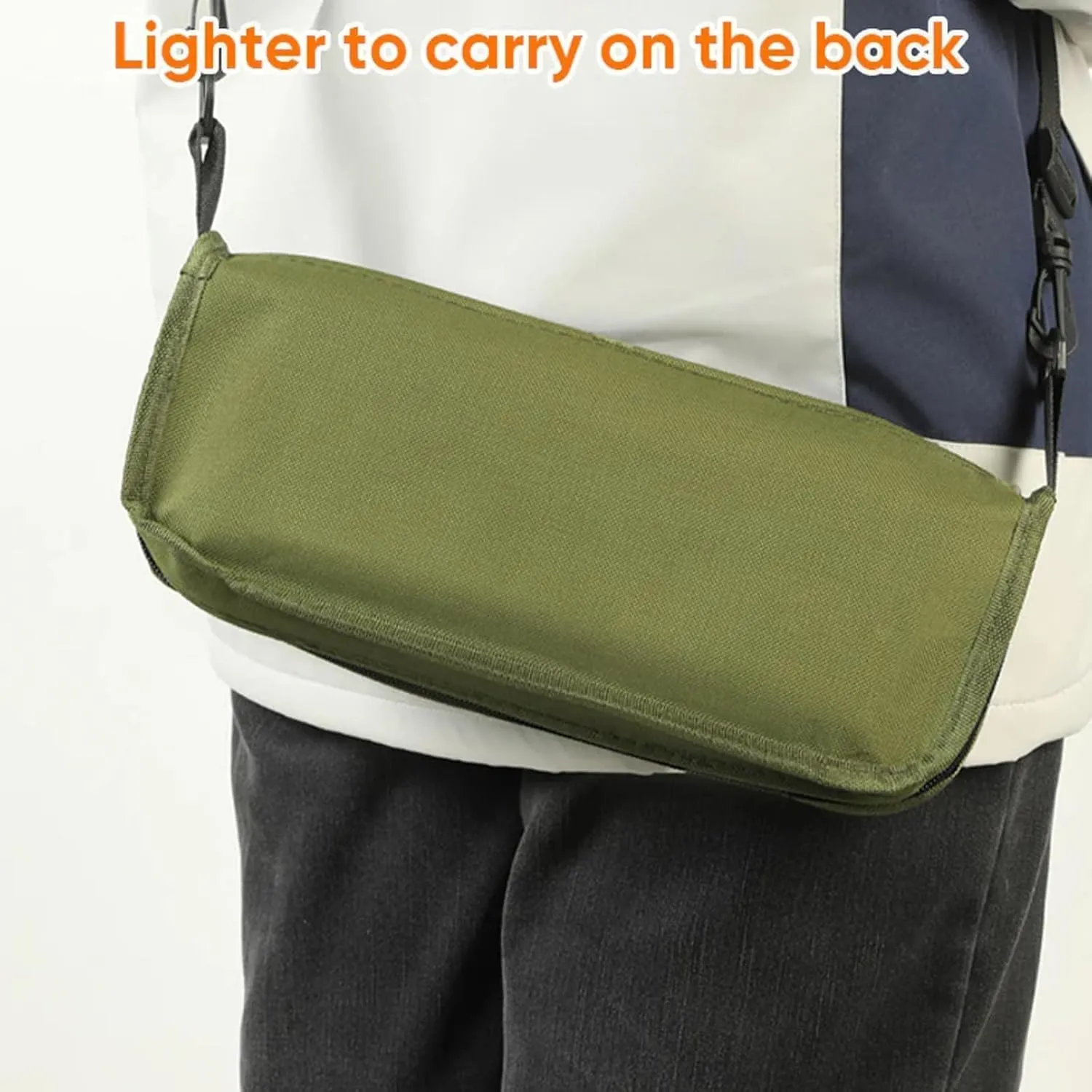 Foldable Backpack Stool,Portable Outdoor Camping Folding Stool,Ultra Lightweight Zipper Pocket Handbagstool with Adjustable Shoulder Strap,for Mountaineering,Hiking,Fishing (1 pcs Khaki, Small)