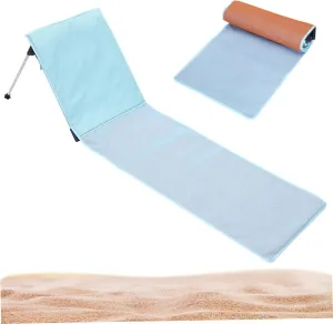 Foldable Beach Chair Portable Heavy Duty Sunbathing Beach Lounge Chair Holidays Stable Outdoor Reclining with Carry Bag for Garden Park Camping (BlueSky Color)