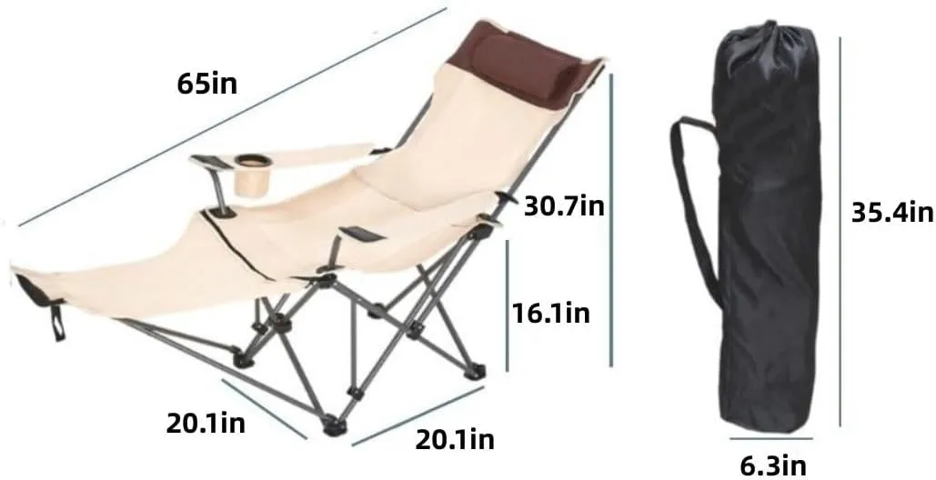 Foldable Camping Chair with footrest, mesh Lounge Chair with Cup Holder, Foldable Camping Chair with Storage Bag, Load-Bearing 150kg, Suitable for Outdoor, Home, Office Lunch Break