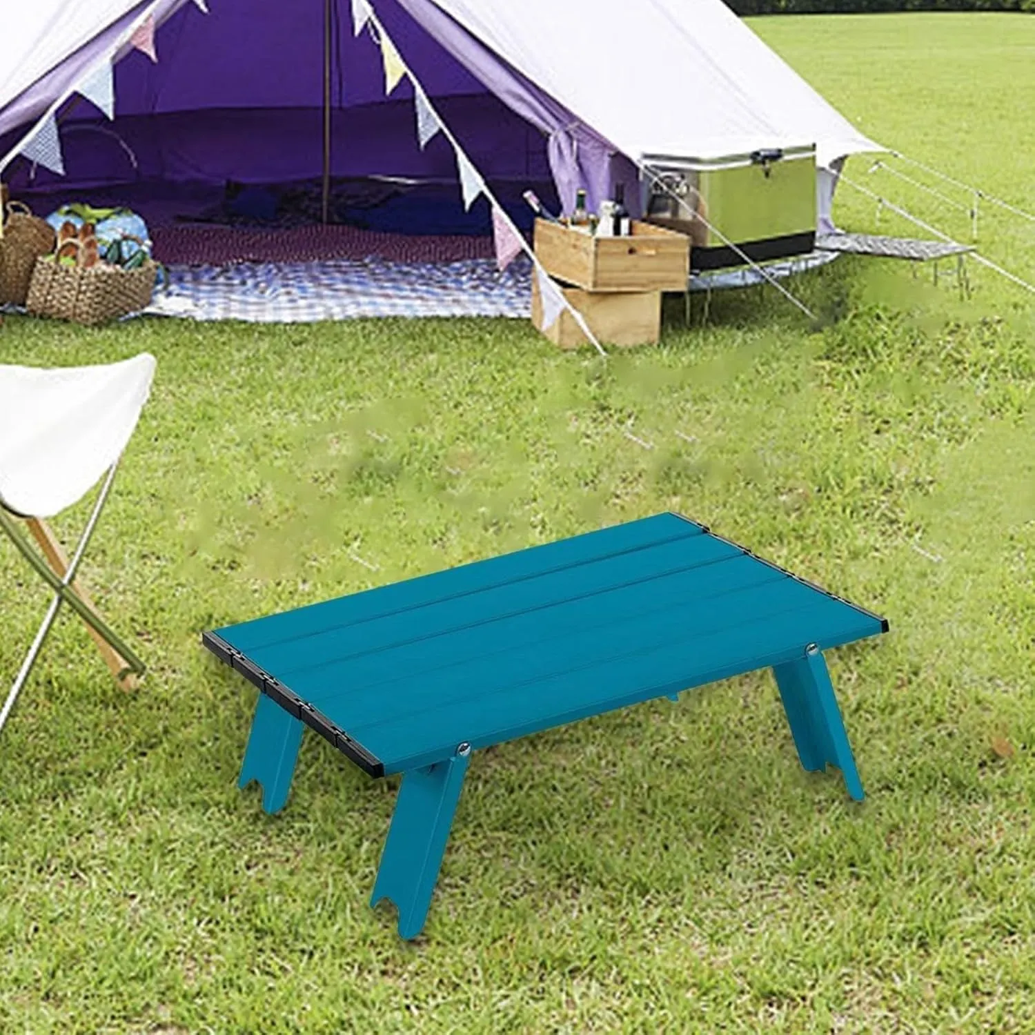 Foldable Camping Table Outside Desk Multiuse Stable Lightweight Aluminium Beach Table for Backpacking BBQ Outdoor camping table Foldable camping table Wilderness camping table Portable campin