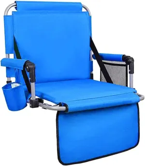 Foldable Stadium Seat Portable Folding Stadium Chairs Padded Bleacher Seat Cushion Bleacher Chair with Armrest and Cup Holder