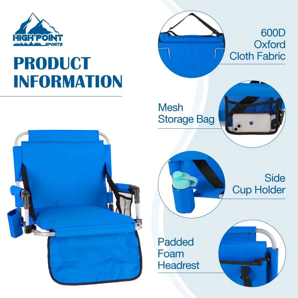 Foldable Stadium Seat Portable Folding Stadium Chairs Padded Bleacher Seat Cushion Bleacher Chair with Armrest and Cup Holder