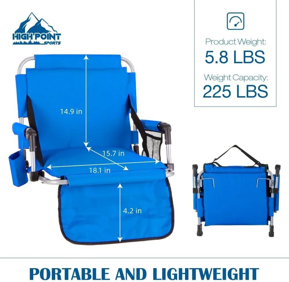 Foldable Stadium Seat Portable Folding Stadium Chairs Padded Bleacher Seat Cushion Bleacher Chair with Armrest and Cup Holder