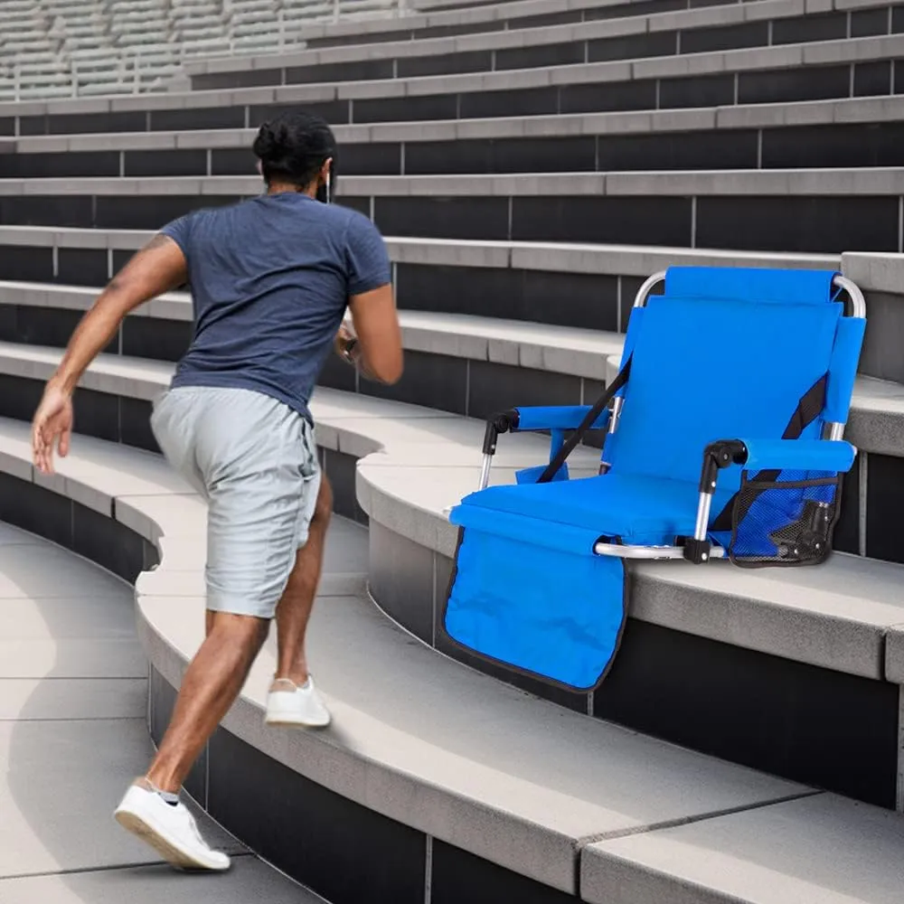 Foldable Stadium Seat Portable Folding Stadium Chairs Padded Bleacher Seat Cushion Bleacher Chair with Armrest and Cup Holder