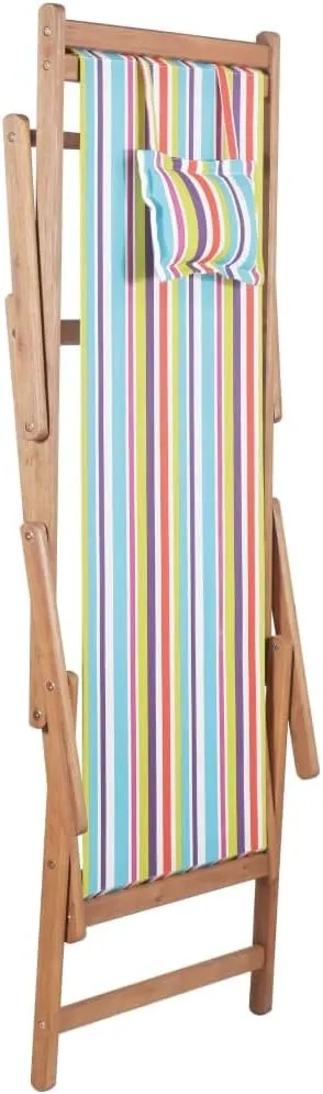 Folding Beach Chair Fabric and Wooden Frame Multicolor,Patio Dining Chairs,Garden Seat,Outdoor Chair for Outdoor Relaxation