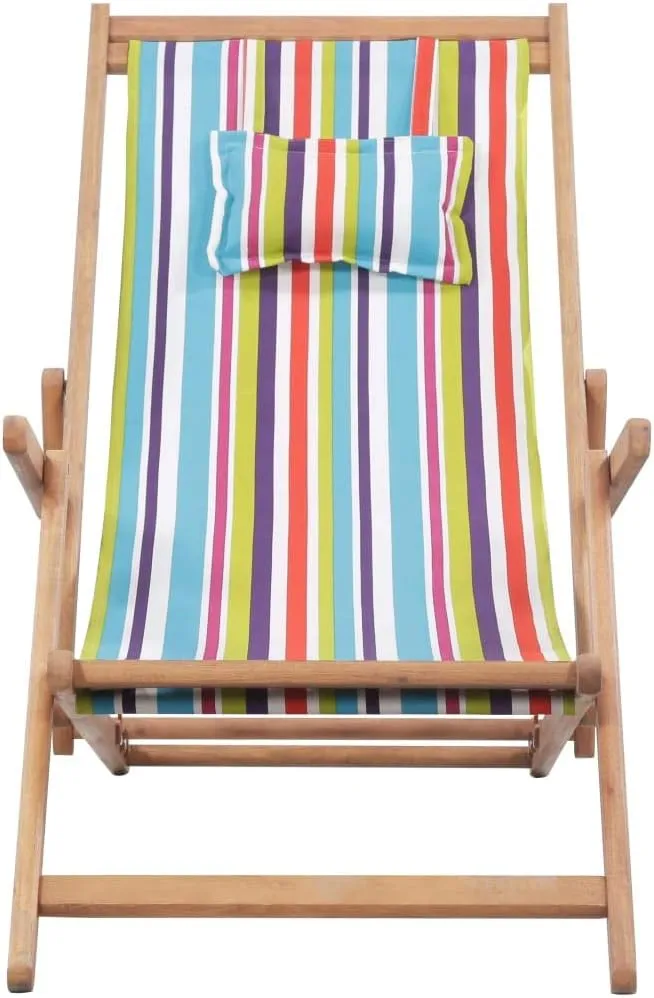 Folding Beach Chair Fabric and Wooden Frame Multicolor,Patio Dining Chairs,Garden Seat,Outdoor Chair for Outdoor Relaxation